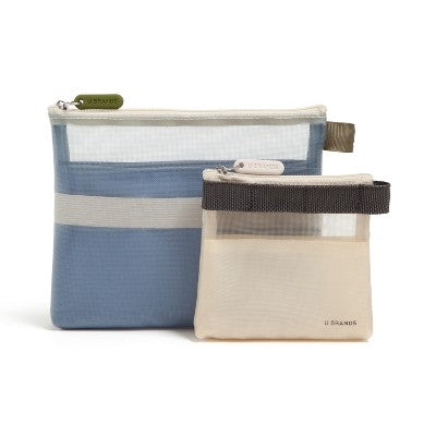 U Brands 2pk 7"x5.8" and 4.2"x4.2" Micro Mesh Stash Pouch Haze/Sand