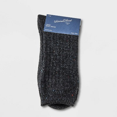 Women's Flecked Rib Supersoft Crew Boot Socks - Universal Thread Black 4-10