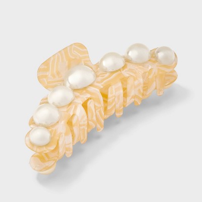 Jumbo Plastic Pearl Claw Hair Clip - A New Day Ivory: Hair Accessories for Styling