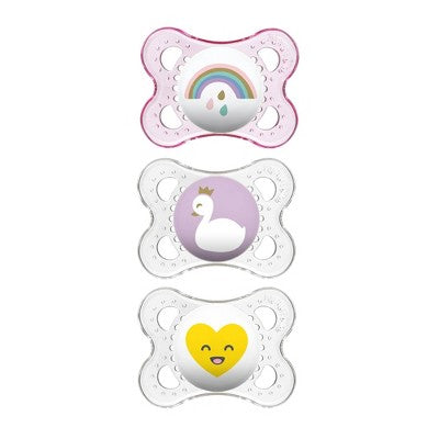 MAM Clear Triple Pack Pacifier 0-6m - 3pk - Girl