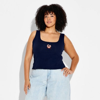 Women's Beaded Tank Top - Wild Fable Navy Blue Crabs XXL