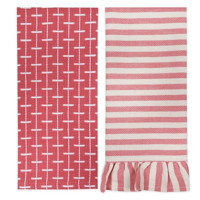 2pk Spring Dish Towels Dobby Woven Pink - Bullseye's Playground