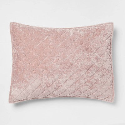 Standard Luxe Diamond Stitch Velvet Quilt Sham Mauve - Threshold: OEKO-TEX Certified, Polyester, Machine Washable