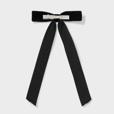 Velvet Bow Salon Hair Clip Set 2pc - A New Day Gray/Black