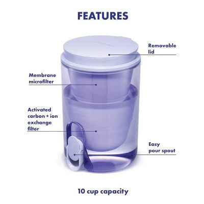 LifeStraw 10 Cup Home Studio Water Filter Dispenser Provence Purple