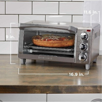 BLACK+DECKER 4-Slice Toaster Oven, TO1745SSG, Even Toast, 4 Cooking Functions Bake, Broil, Toast and Keep Warm, Removable Crumb Tray, Timer (LOCAL PICKUP ONLY)