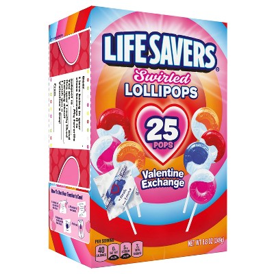 Life Savers Valentine's Swirled Lollipops Exchange Box Candies - 8.8oz/25ct