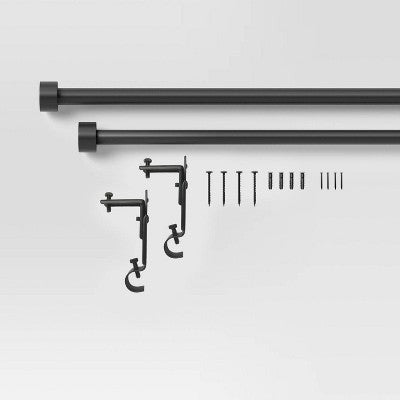 48"-84" Easy Hang Frame Mount Curtain Rod Set Black - Room Essentials: Steel, Single Rod, Painted Finish (LOCAL PICKUP ONLY)