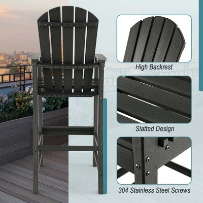 Costway Outdoor HDPE Bar Height Stool Patio Tall Chair Armrest Footrest All Weather (LOCAL PICKUP ONLY)