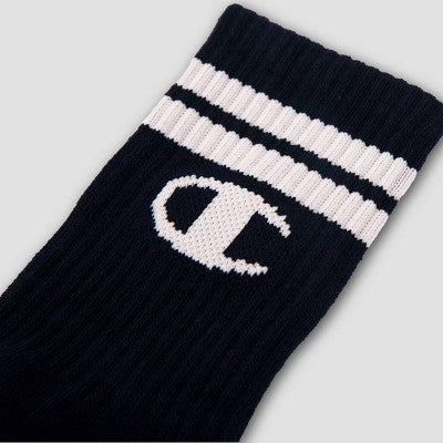Champion Boys' 3pk Crew Socks - Navy Blue L