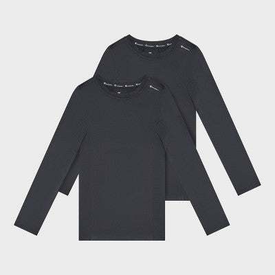 Champion Youth 2pk Compression Long Sleeve Shirt - Black/Black - L