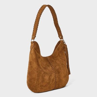 Western Faux Suede with Tassel Shoulder Bag Purse - Universal Thread Brown