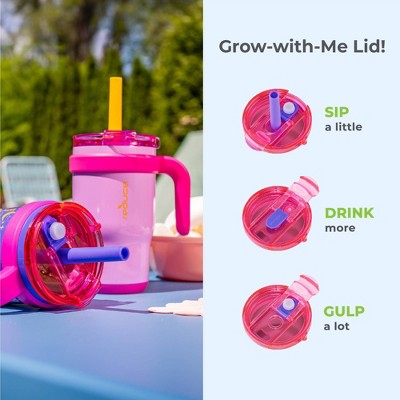 Reduce 14oz 2pk Coldee Kids Mugs with Spill-Proof Straw Pink