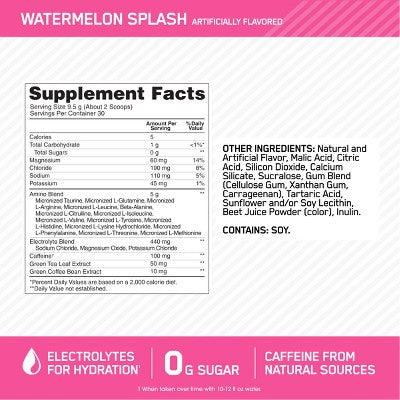 Optimum Nutrition Essential Amino Energy Electrolytes Powder - Watermelon - 10.05oz