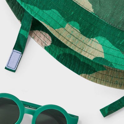 Baby Boys' Camo Sunhat & Sunglasses Set - Cat & Jack Green 6-12M