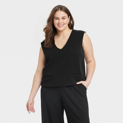 Women's Sandwash Vest - A New Day Black XXL