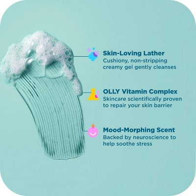 OLLY Calm Mood and Skin Vitamin-Infused Body Wash - Eucalyptus Amber - 17 fl oz: Basic Cleansing, Sulfate-Free, Normal and Dry Skin