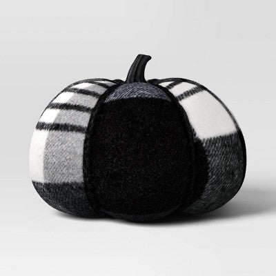 5.75" Brushed Plaid Knit Pumpkin Halloween Decorative Figurine Black- Hyde & EEK! Boutique: Modern Style, Indoor Harvest Theme