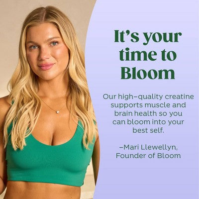 BLOOM NUTRITION Creatine Monohydrate Supplement Vegan Powder - Raspberry Lemon - 9oz/40 Servings