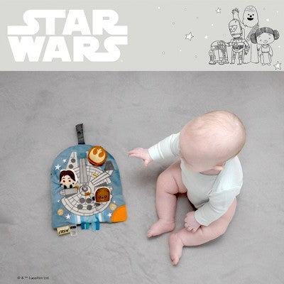 Star Wars Millennium Falcon/Ewok Crinkle Toy: Teether, Squeaks, Multiple Activities, Sensory Ribbons