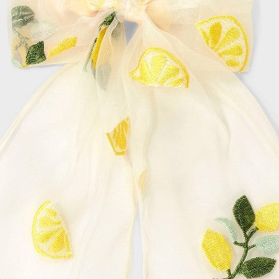 Chiffon Lemon Bow Hair Barrette - A New Day Ivory/Yellow