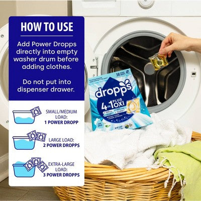Dropps Crisp Breeze 4-in-1 Plus Oxi Power Biobased HE Deep Cleaning Concentrated Laundry Detergent Pods 38 Pacs - 21.44oz