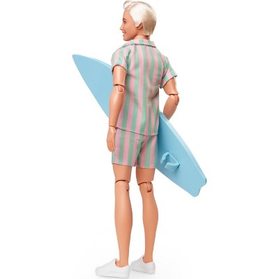 Barbie: The Movie Ken Doll Wearing Pastel Striped Beach Matching Set