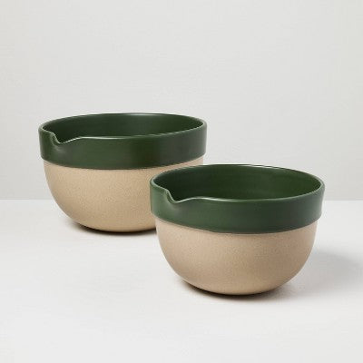 Set of 2 Ceramic Mixing Bowls Green- Hearth & Hand with Magnolia
