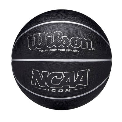 Wilson Size 7 NCAA Icon Basketball - Black: Indoor & Outdoor Use, Age 12+