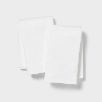 Standard Cotton Jersey Pillowcase White - Threshold: Machine Washable, Knitted Fabric, 2-Pack with End Closure