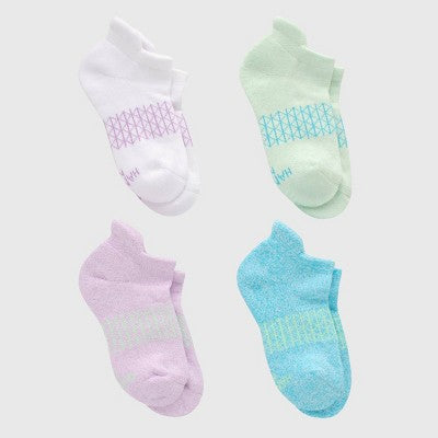 Hanes Girls' 4pk Absolute Active Heel Shield Socks - colors may vary L