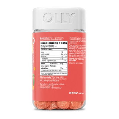 OLLY Probiotic + Prebiotic Gummies - Peachy Peach- 60ct