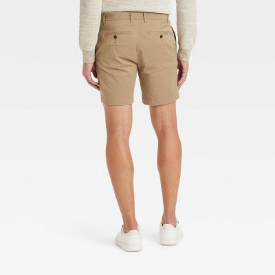 Men's 7" Flat Front Chino Shorts Goodfellow&Co Tan SIZE 32