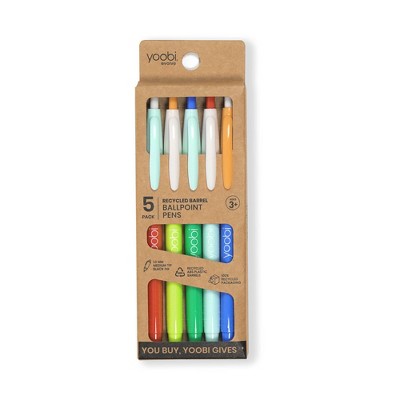 Yoobi Evolve Ballpoint Pens Retractable 5pk Retro Color Block