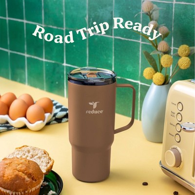 Reduce 24oz Hot1 Vacuum Insulated Stainless Steel Travel Mug with Steam Release Lid Brown: Dishwasher-Safe