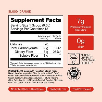 Supergut GLP-1 Daily Support Prebiotic Fiber Powder - Blood Orange - 18 servings/6.1oz
