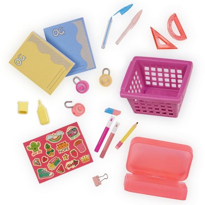 Our Generation School Spirit Pink Locker & Supplies Accessory Set for 18" Dolls: Includes Pencil, Storage Baskets, Marker, Locker