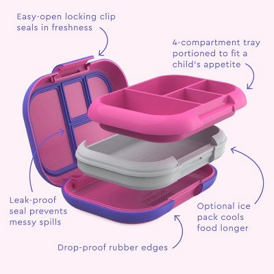 Bentgo Kids' Chill Leak-Proof Lunch Bento Box - Electric Pink: Solid Pattern, Ages 3-7