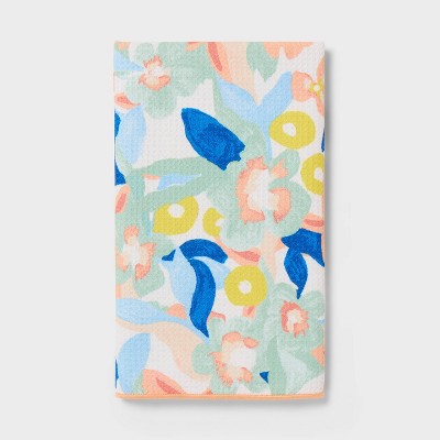 Waffle Abstract Floral Hand Towel Pastel - Room Essentials