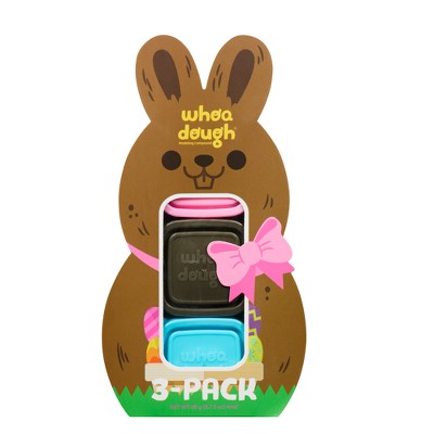 Chuckle & Roar Whoa Dough Easter Bunny Basket Stuffer Blue Brown and Pink Air-Dry Modeling Dough, Non-Toxic Sensory Craft Toy for Kids Ages 3+