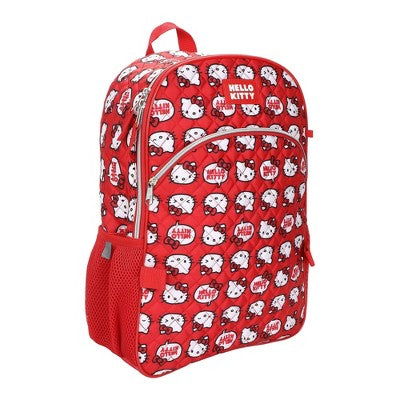 Hello Kitty Sanrio Quilted 16" Backpack 5pc Set - Red