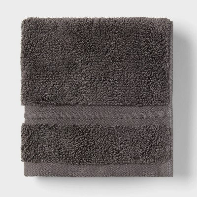 4pk Spa Plush Washcloth Set Dark Gray - Threshold