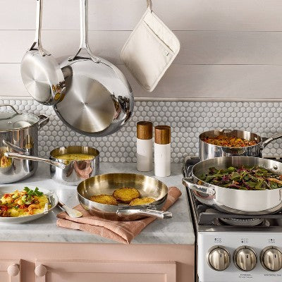 12pc Stainless Steel Cookware Set with 6pc Pan Protectors Silver - Figmint (LOCAL PICKUP ONLY)