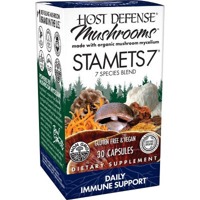Host Defense Stamets 7 Mushroom Vegan Capsules - 30ct: Organic Certified, Non-GMO, Unflavored Dietary Supplement
