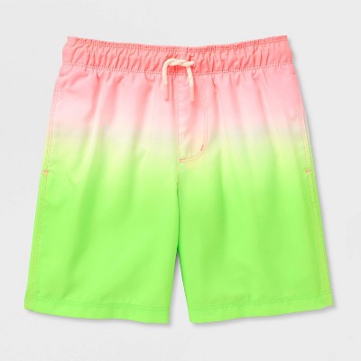 Boys' Ombre Swim Trunks - Cat & Jack Coral Bliss/Lime S