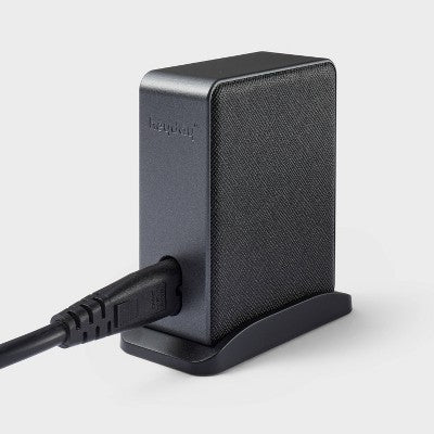 4 Port Charging Hub Vertical 2C + 2A - heyday Black Saffiano