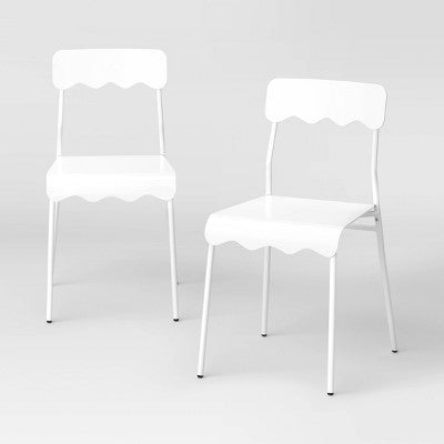 Set of 2 Wavy Metal Dining Chair White - Room Essentials (LOCAL PICKUP ONLY)
