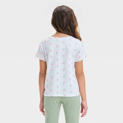 Girls' Textured Knit 'Cherries' T-Shirt - Cat & Jack Cream XS