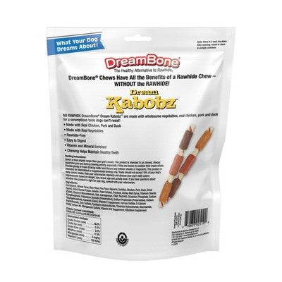 DreamBone Rawhide Free Dream Kabobz with Real Chicken,Beef and Pork Dog Treats - 18ct