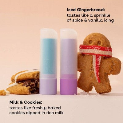 eos Holiday Lip Balm Stick - Iced Gingerbread + Milk & Cookies - 2pk